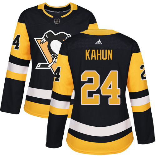 Adidas Penguins #24 Dominik Kahun Black Home Authentic Women's Stitched NHL Jersey